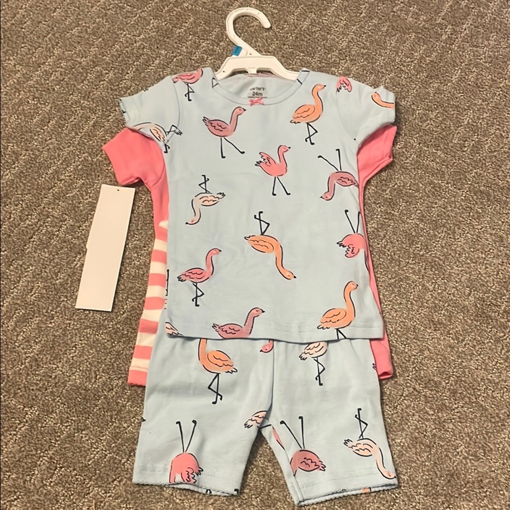 Flamingo Print Kids Pajamas Set